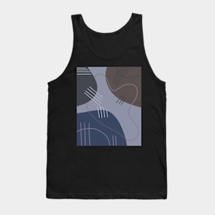 Dark Blue and Purple Abstract Art Shapes and Lines Tank Top